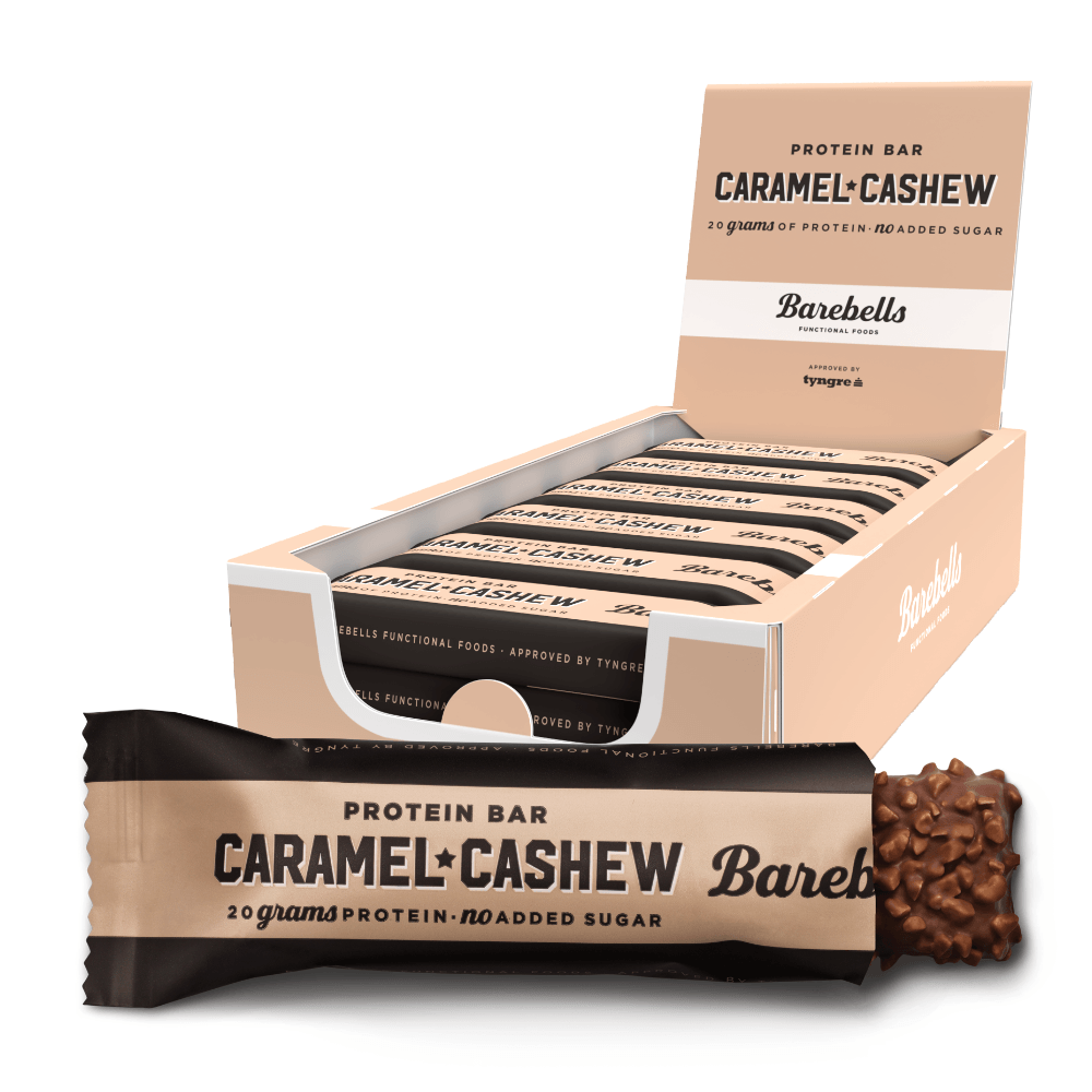 Barebells Caramel Cashew 12x55g Sukkerfri Proteinbar Med Karamel Cashew Højt Proteinindhold