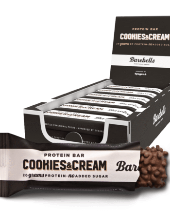 Barebells Cookies   Cream  12x55g    Sukkerfri Og Cremet Proteinbar Med Cookies   Højt Proteinindhold