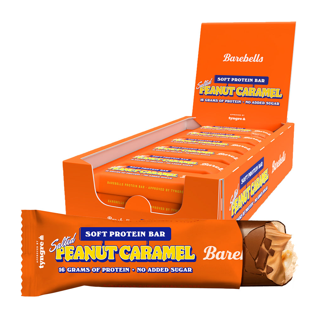 Barebells Salted Peanut Caramel 12x55g Blød Og Saltet Karamelbar Med Højt Proteinindhold