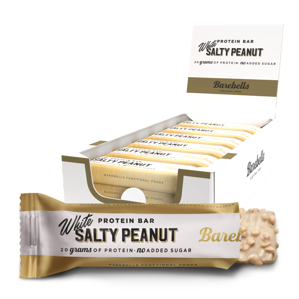 Barebells White Salty Peanut 12x55g Sukkerfri Proteinbar Med Hvid Chokolade Saltet Peanut