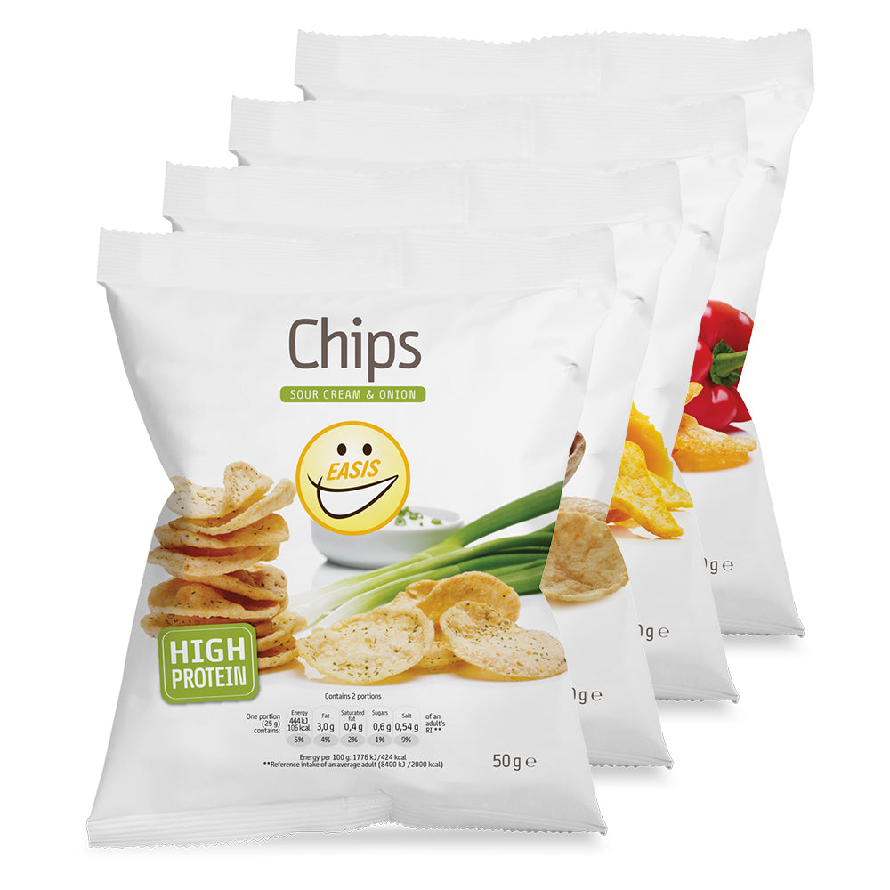 Easis Chips 6x50g Bland Selv Sprøde Sukkerfri Chips Med Færre Kalorier