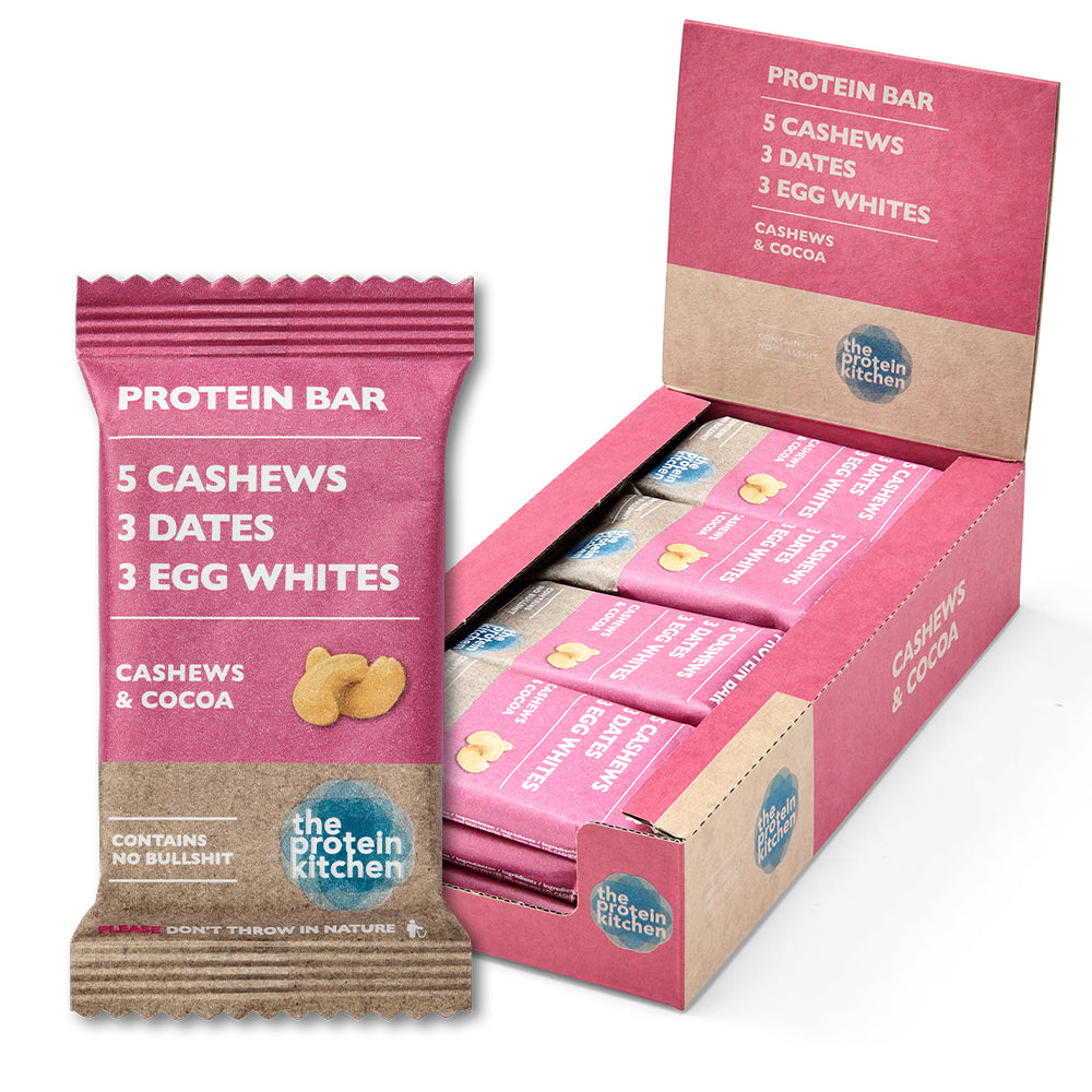 The Protein Kitchen Bar 12x55g Kakao Cashew Lækker Proteinbar Uden Sukker