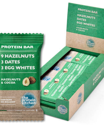 The Protein Kitchen Bar  12x55g    Kakao   Hasselnødder   Lækker Proteinbar Uden Sukker