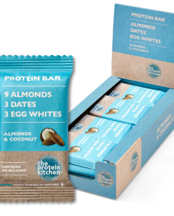 The Protein Kitchen Bar  12x55g    Kokos   Mandler   Lækker Proteinbar Uden Sukker
