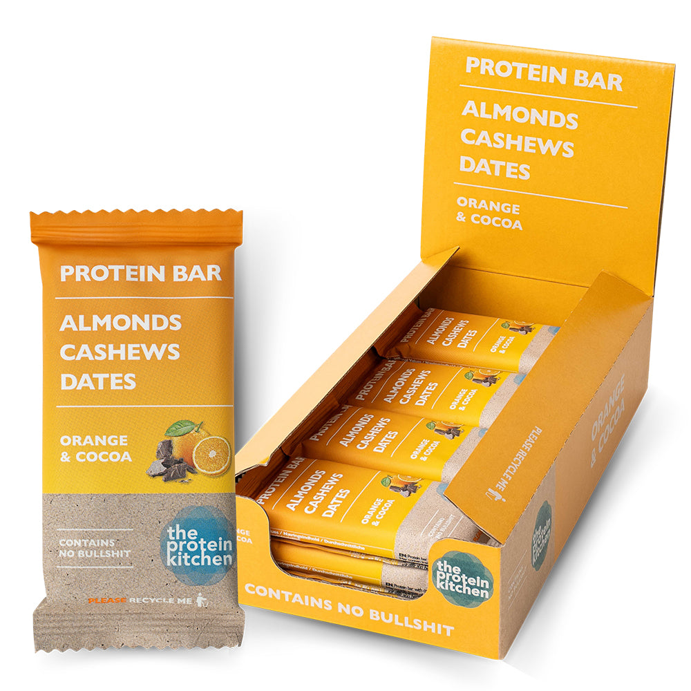 The Protein Kitchen Bar 12x55g Sund Sukkerfri Proteinbar Med Smag Af Appelsin Kakao Få Kcal