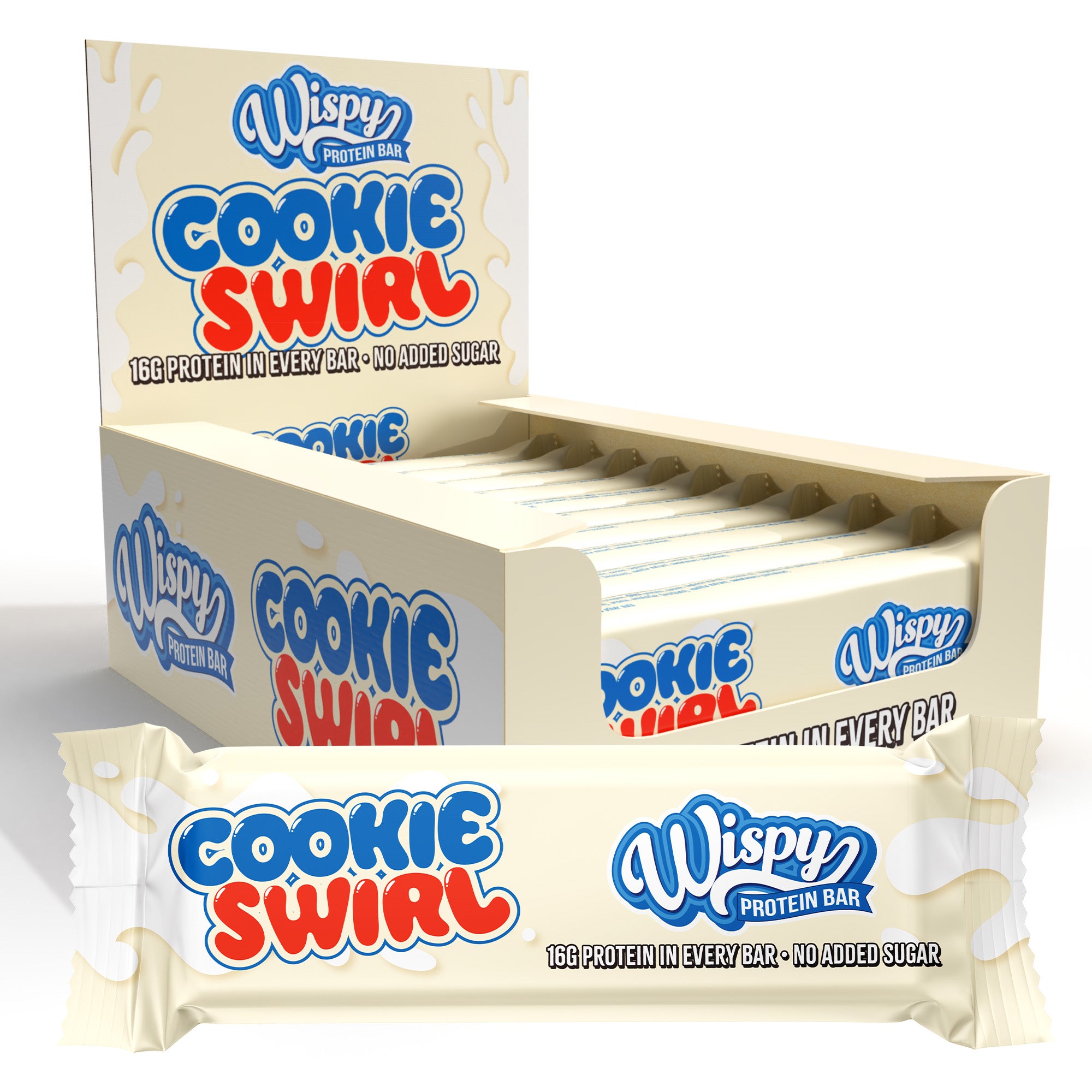 Wispy Cookie Swirl 10x55g Sukkerfri Proteinbar Med Hvid Chokolade Og Cookiesmag Højt Proteinindhold